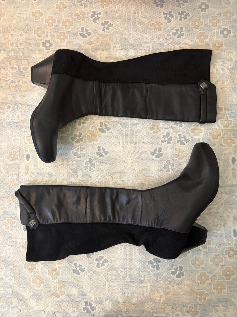 DANSKO Bethany Black Nappa Leather and Suede Knee High Boots Size 41